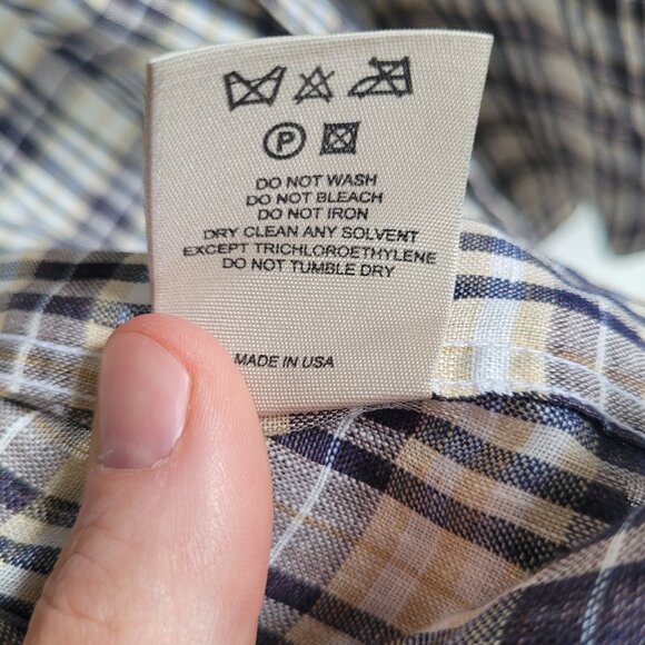Burberry London Men's XL 100% Linen Plaid Button Down Shirt Made in USA - Picture 7 of 8